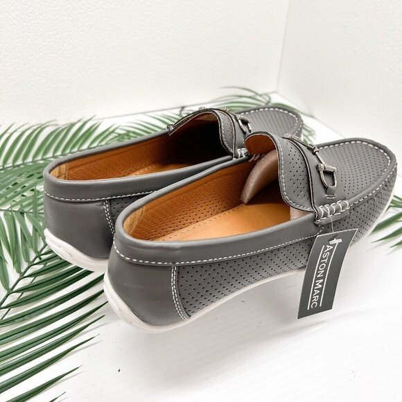 Aston Marc Men's Grey Perforated Moccasin Toe Driving Loafers Size 11 NWB - Picture 6 of 12